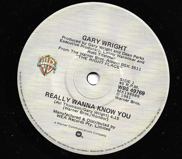 Gary Wright : Really Wanna Know You (7&quot;, Single)