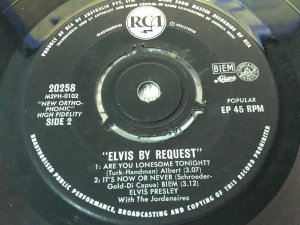 Elvis Presley With The Jordanaires : Elvis By Request (7", EP)