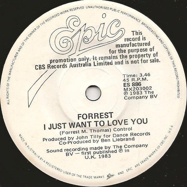 Forrest : Feel The Need In Me (7", Single, Promo)