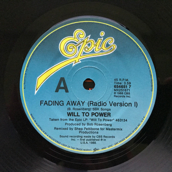 Will To Power : Fading Away (7", Single)