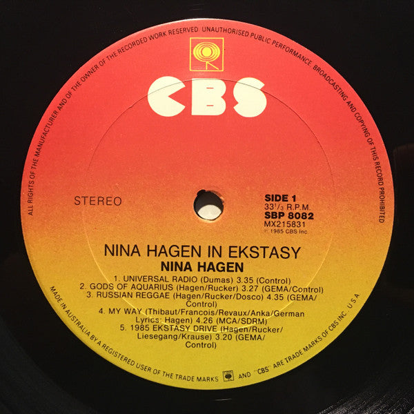 Nina Hagen : Nina Hagen In Ekstasy (LP, Album)