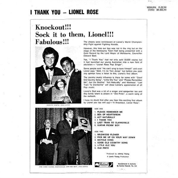 Lionel Rose : I Thank You (LP, Album)