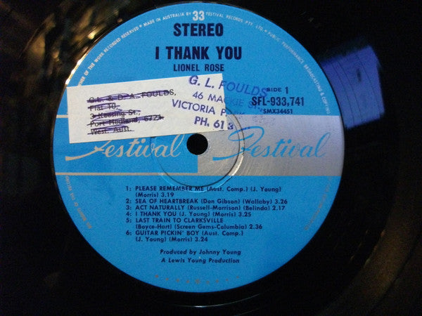 Lionel Rose : I Thank You (LP, Album)