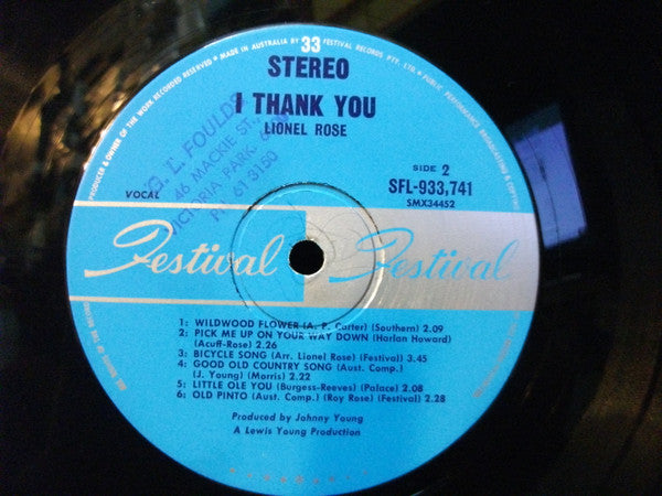 Lionel Rose : I Thank You (LP, Album)