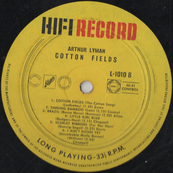 Arthur Lyman : Cotton Fields (LP, Album)