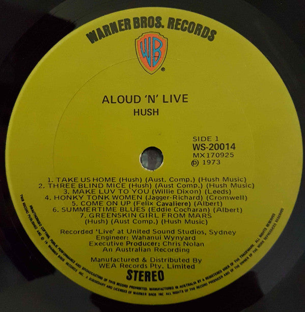 Hush (7) : Aloud 'N' Live (LP, Album)