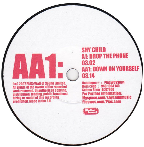 Shy Child : Drop The Phone / Down On Yourself (7", Single)