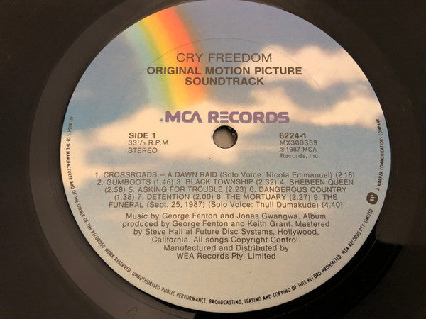 George Fenton And Jonas Gwangwa : Cry Freedom (Original Motion Picture Soundtrack) (LP, Album)