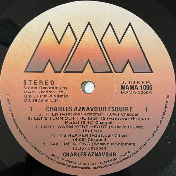 Charles Aznavour : Esquire (LP, Album)