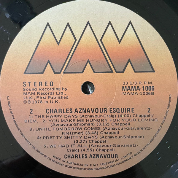 Charles Aznavour : Esquire (LP, Album)