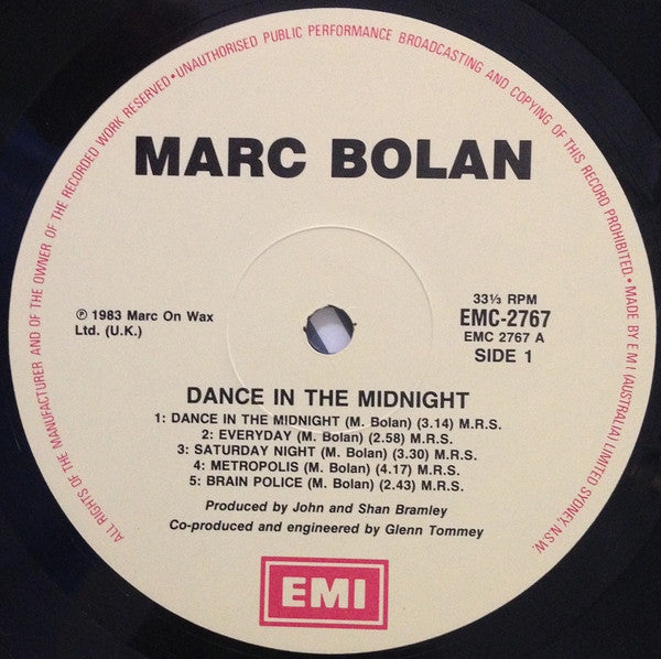 Marc Bolan : Dance In The Midnight (LP, Album)