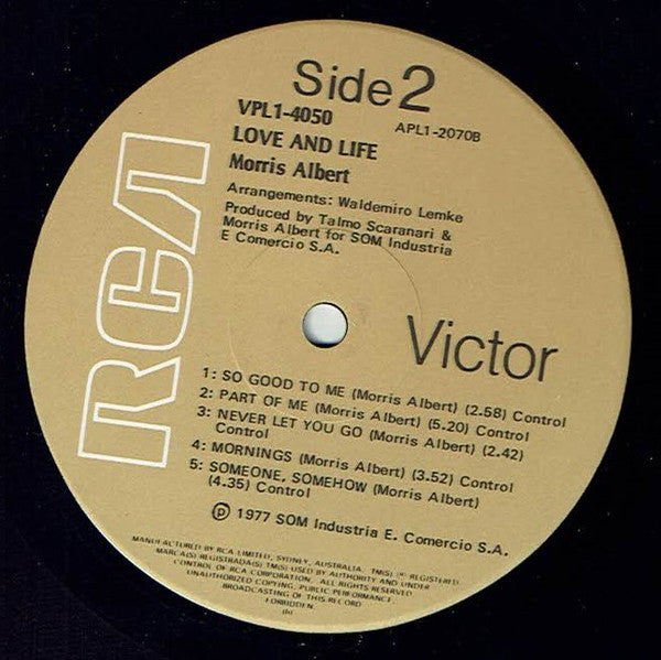 Morris Albert : Love And Life (LP)