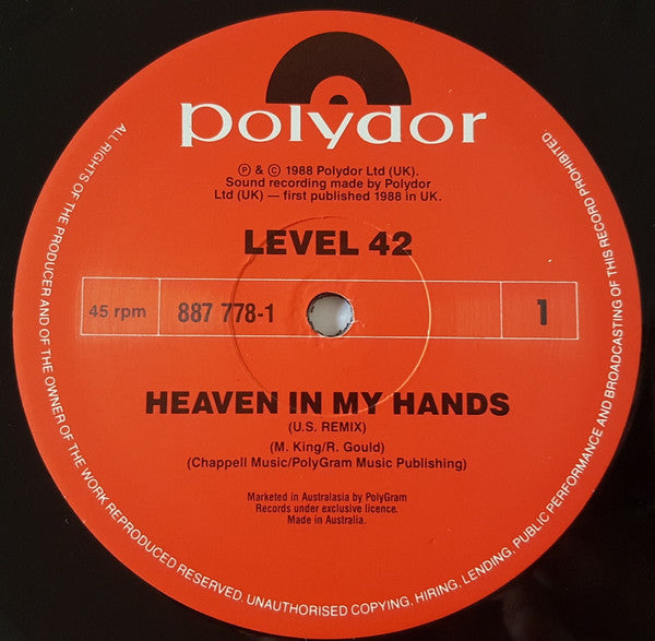 Level 42 : Heaven In My Hands (U.S. Remix) (12")