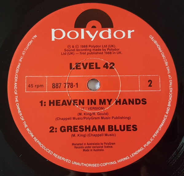 Level 42 : Heaven In My Hands (U.S. Remix) (12")