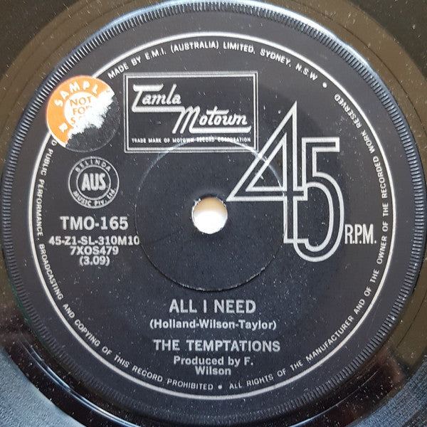 The Temptations : All I Need (7", Single)