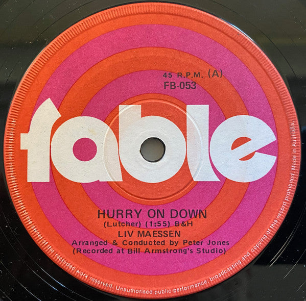 Liv Maessen : Hurry On Down (7", Single)