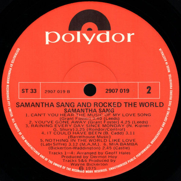 Samantha Sang : Samantha Sang And Rocked The World (LP, Album)