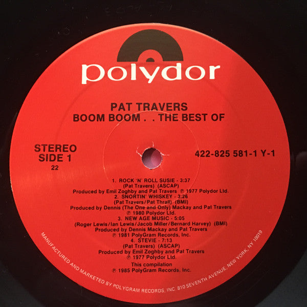 Pat Travers : Boom Boom ... The Best Of Pat Travers (LP, Comp, RM)