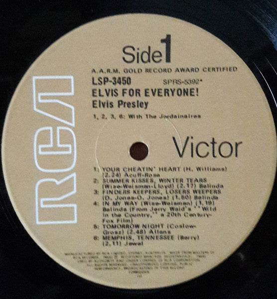 Elvis Presley : Elvis For Everyone! (LP, Album)