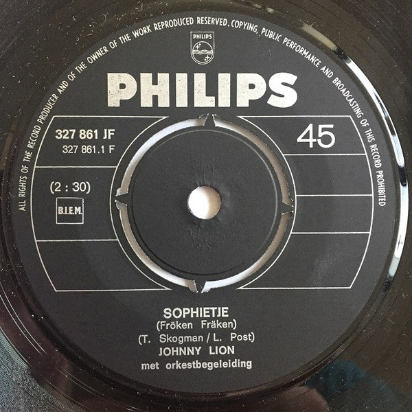 Johnny Lion : Sophietje (7", Single, Bla)