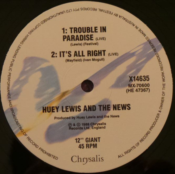 Huey Lewis & The News : Small World (12", Single)