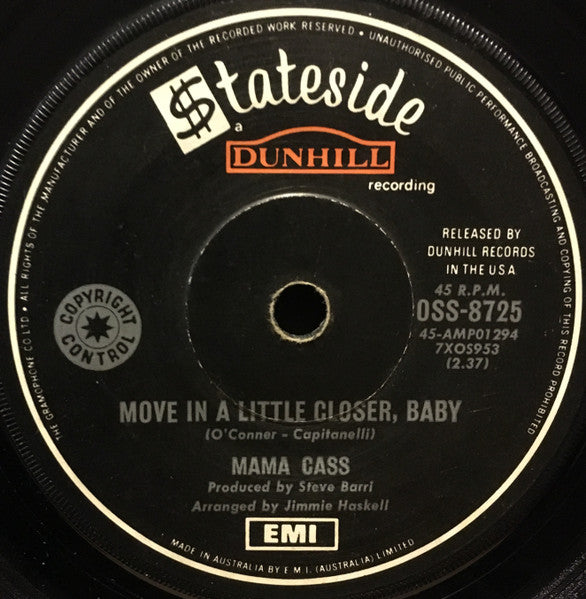 Mama Cass* : Move In A Little Closer, Baby / All For Me (7&quot;, Single)