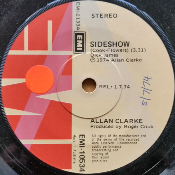 Allan Clarke : Sideshow (7&quot;, Single, Promo)