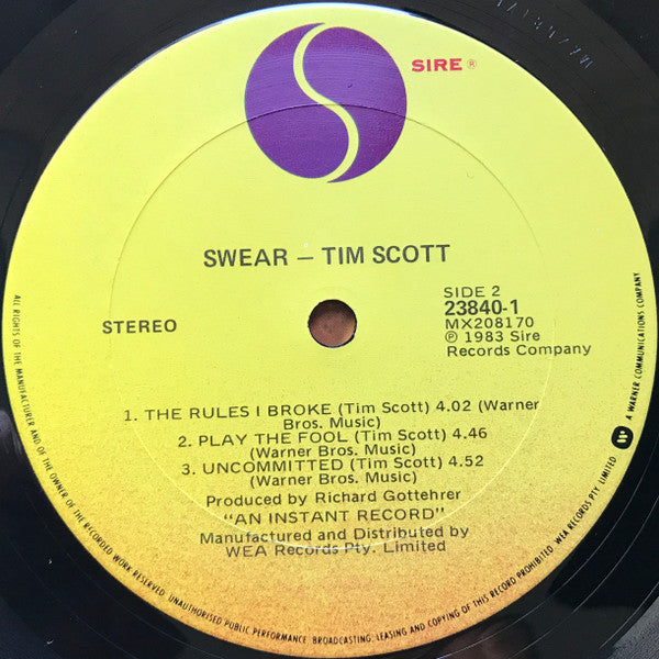 Tim Scott McConnell : Swear (12", MiniAlbum)