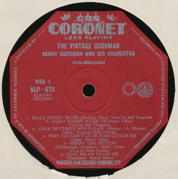 Benny Goodman And His Orchestra : The Vintage Goodman (LP, Comp, Mono)