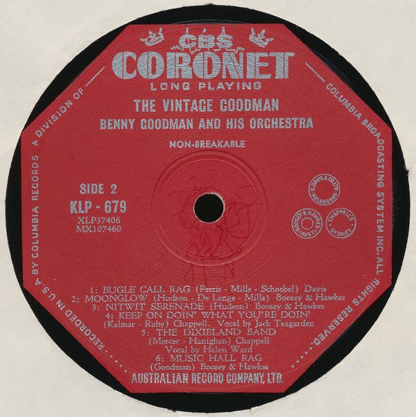 Benny Goodman And His Orchestra : The Vintage Goodman (LP, Comp, Mono)