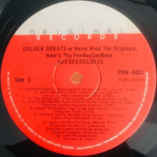 The HeeBeeGeeBees : Golden Greats Or Never Mind The Originals, Here's The HeeBeeGeeBees (LP, Album, Gat)