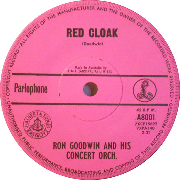 Ron Goodwin And His Orchestra : Red Cloak / Elizabethan Serenade (7", Single, RE, Pin)