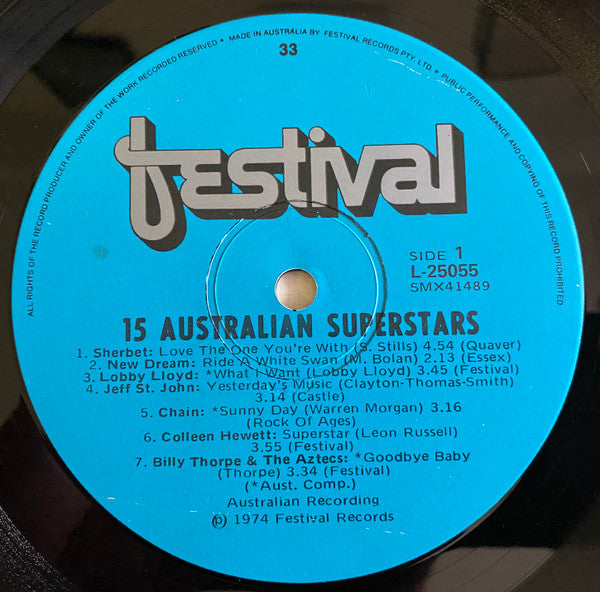 Various : 15 Australian Super Stars (LP, Comp)