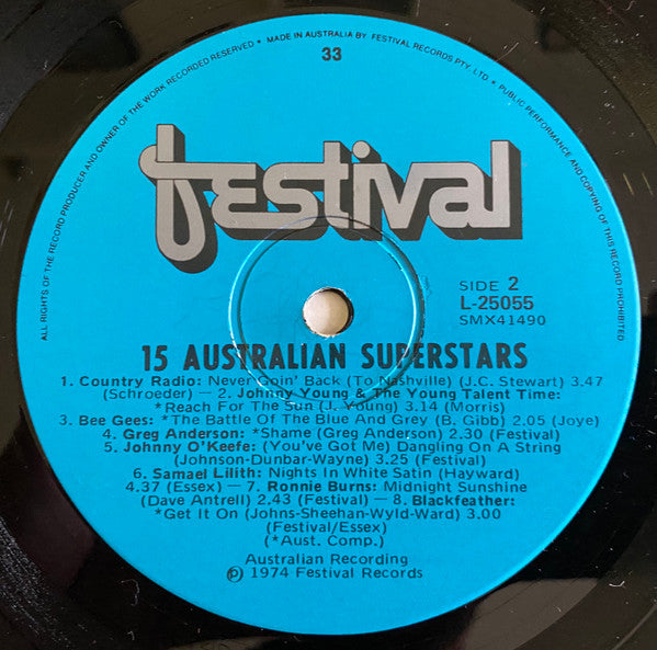 Various : 15 Australian Super Stars (LP, Comp)