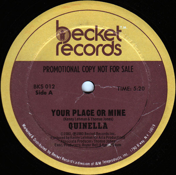 Quinella : Your Place Or Mine (12", Single, Promo)