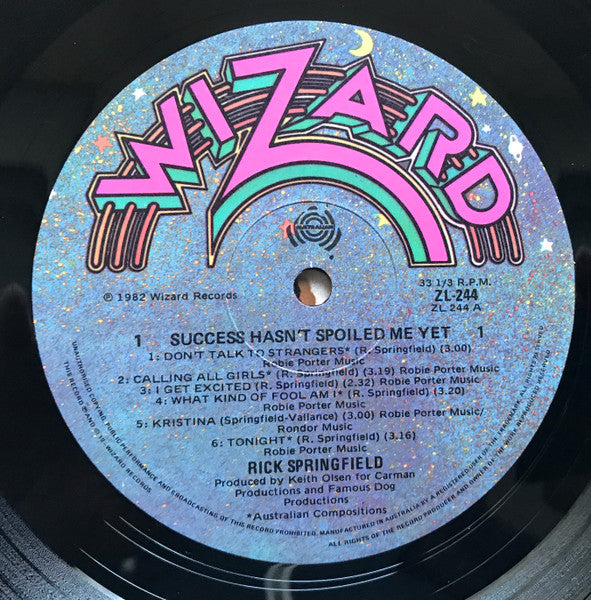 Rick Springfield : Success Hasn't Spoiled Me Yet (LP, Album)