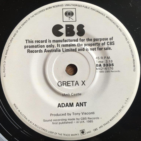 Adam Ant : Vive Le Rock (7", Single, Promo)