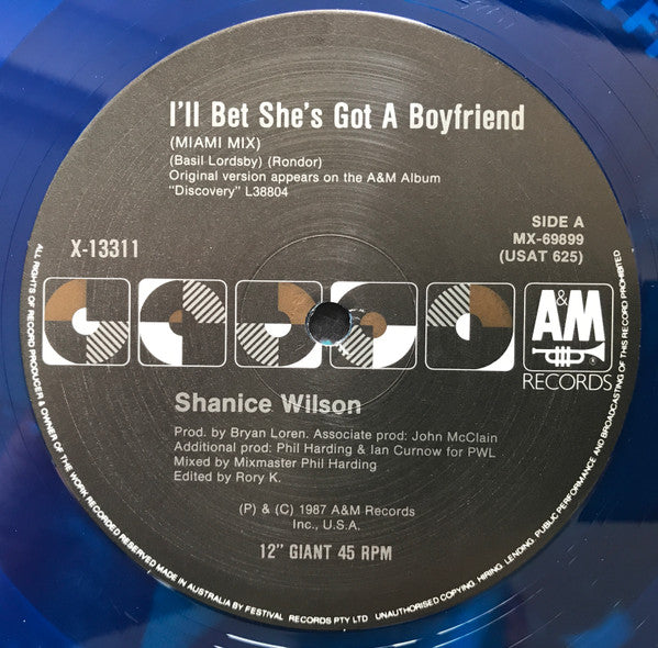 Shanice Wilson : I'll Bet She's Got A Boyfriend (12", Single, Ltd, Blu)