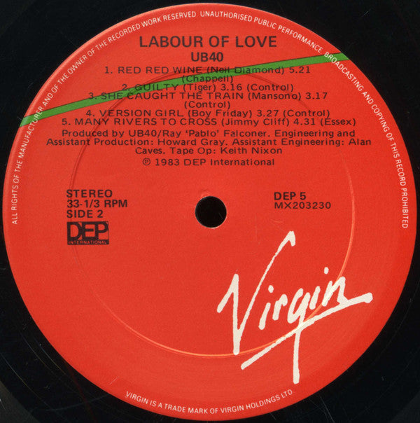 UB40 : Labour Of Love (LP, Album)