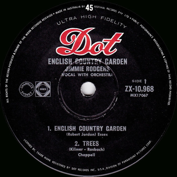 Jimmie Rodgers (2) : English Country Garden (7", EP)