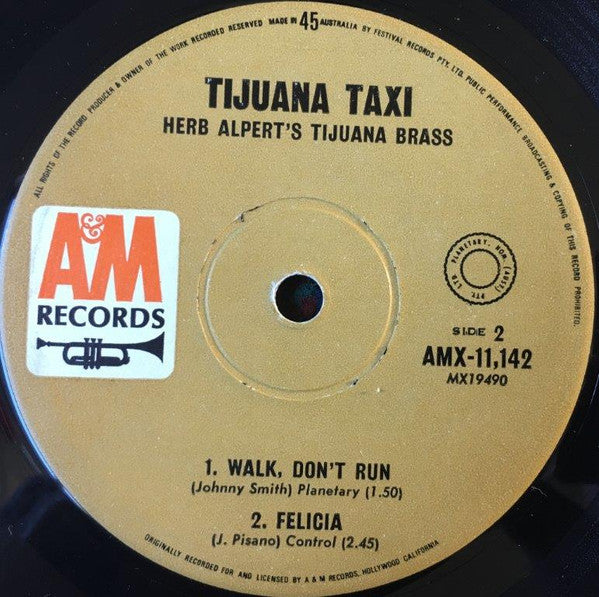 Herb Alpert & The Tijuana Brass : Tijuana Taxi (7", EP, Mono, 2nd)