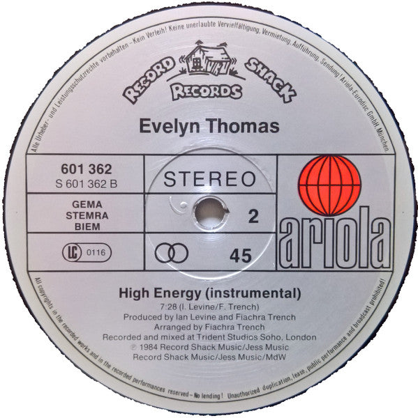 Evelyn Thomas : High-Energy (12", Maxi)