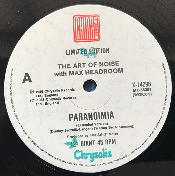 The Art Of Noise With Max Headroom : Paranoimia (Extended Version) (12", Single)