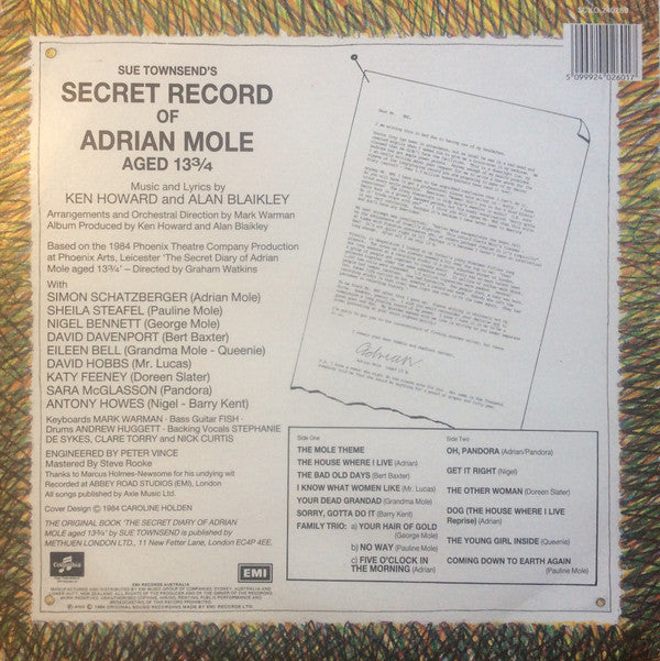 Various : Sue Townsend's Secret Record Of Adrian Mole (LP, Album)