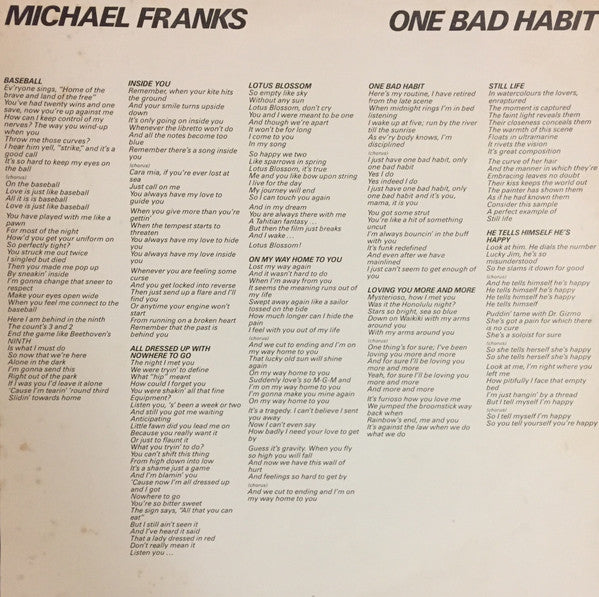 Michael Franks : One Bad Habit (LP, Album)