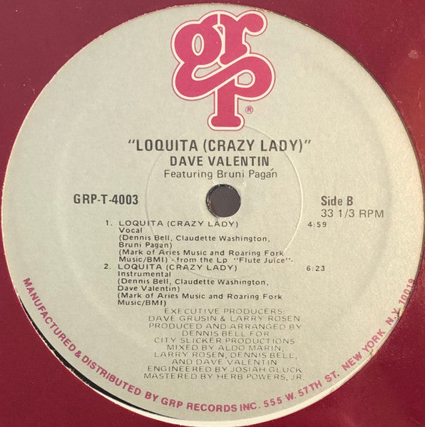 Dave Valentin Featuring Bruni Pagan : Loquita (Crazy Lady) (12&quot;)