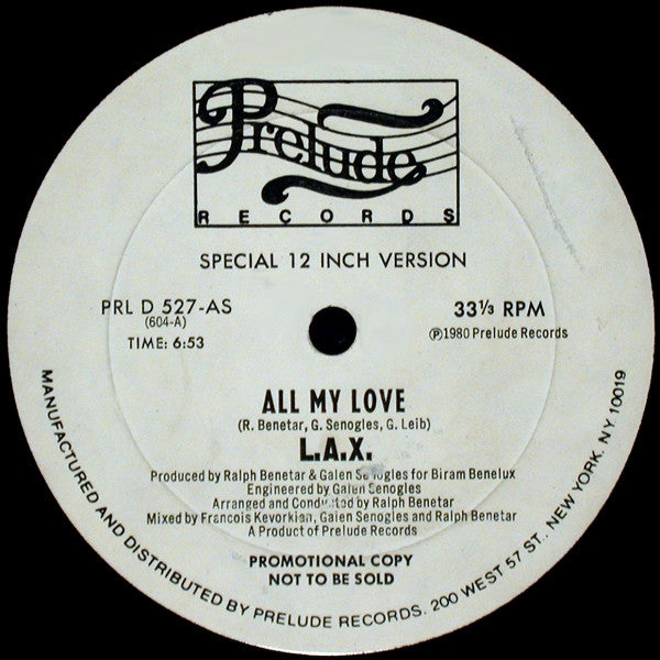 L.A.X. : All My Love (12", Promo)