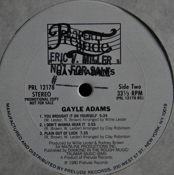 Gayle Adams : Gayle Adams (LP, Album, Promo)