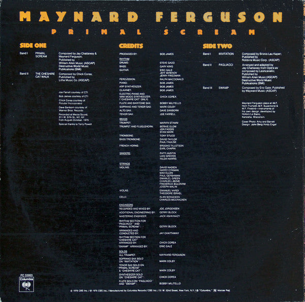 Maynard Ferguson : Primal Scream (LP, Album, RP, Pit)
