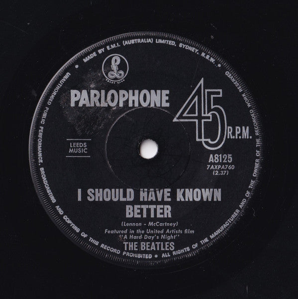 The Beatles : I Should Have Known Better (7&quot;, Single, Mono)